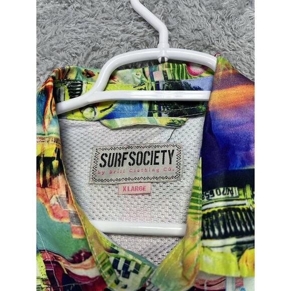 Surf‎ Society Men's Shirt Beach Retro Hawaiian Button Down Casino XL Vented - Picture 4 of 9